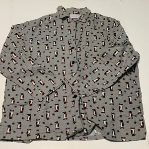 Gray Penguin Print Women's Flannel Pajamas